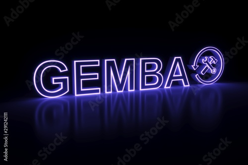 GEMBA neon concept self illumination background 3D illustration photo