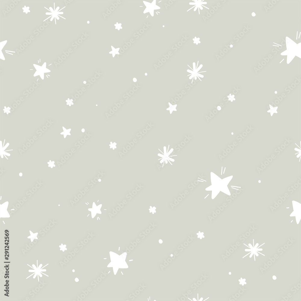 Vector Merry Christmas seamless pattern with simple hand drawn decor elements isolated. Stars, snowflakes. For stickers, packaging paper, congratulation cards, present tags etc. Vector Merry Christmas seamless pattern with simple hand drawn decor elements isolated. Stars, snowflakes. For stickers, packaging paper, congratulation cards, present tags etc.
