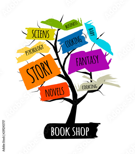 Library tree with books for your design
