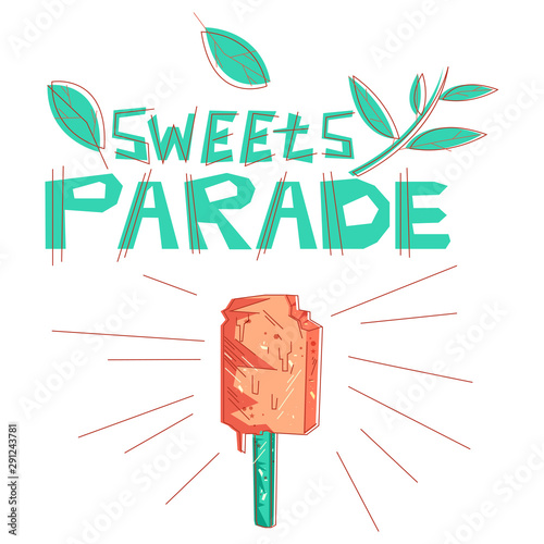 Delicious flat drawn isolated ice cream