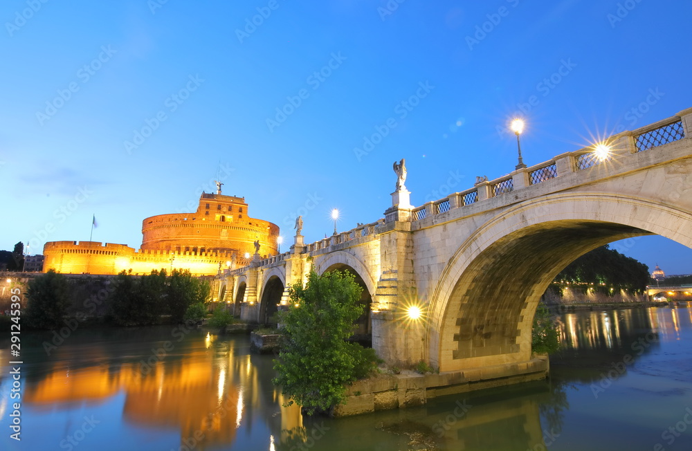 Castel Sant Angelo fort Tiber river cityscape Rome Italy
