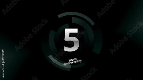 5 Years Anniversary Digital Tech Circle Silver Background