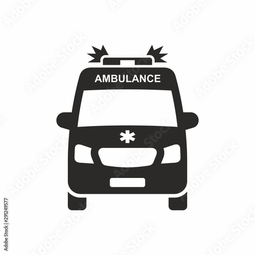 Ambulance car icon. Vector icon isolated on white background.