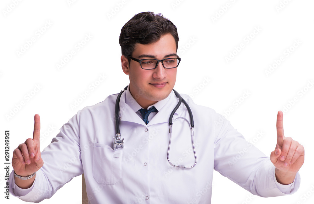 Young male doctor isolated on white background Young male doctor isolated on white background