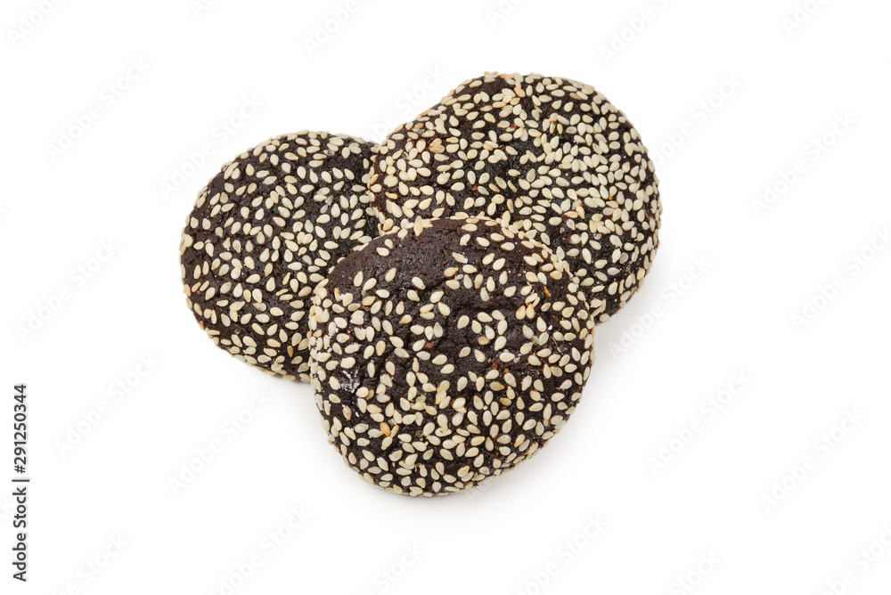 Chocolate cookies isolated on white background.