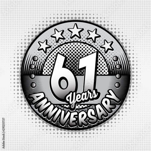 61st anniversary logo. Sixty-one years celebrating anniversary logo. Vector and illustrations. 