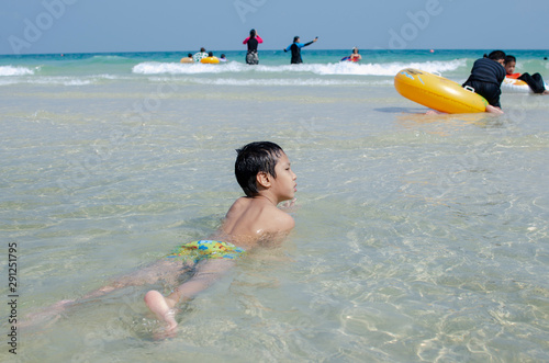 Little boy be exciting for new experience. (Attention Deficit Hyperactivity Disorder,ADHD child acrivity therapy) photo