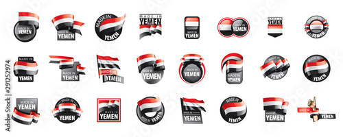 Yemeni flag, vector illustration on a white background.