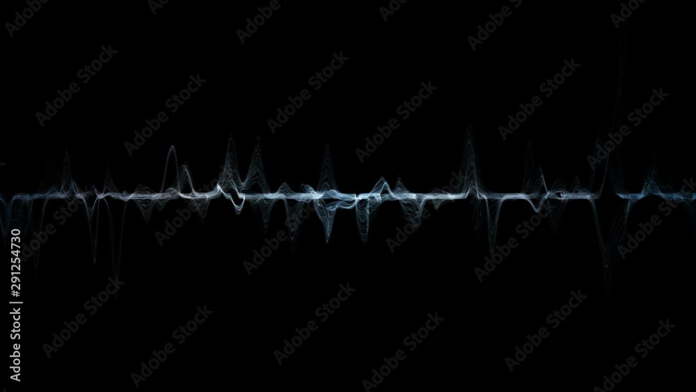4K Animation of blue modern neon lines graph. Random vibrations of the wave lines