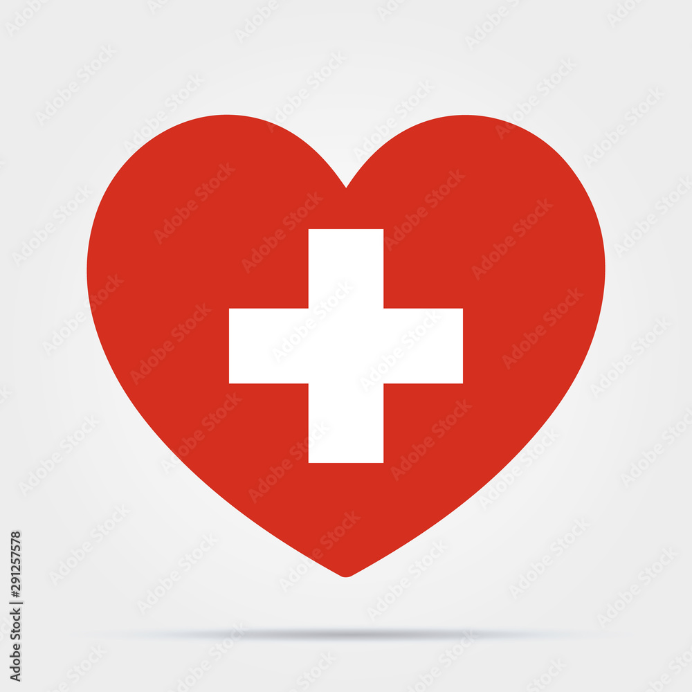 Heart with a cross isolated on white background. Healthcare, Medical symbol icon. Health care icon. Vector stock Heart with a cross isolated on white background. Healthcare, Medical symbol icon. Health care icon. Vector stock