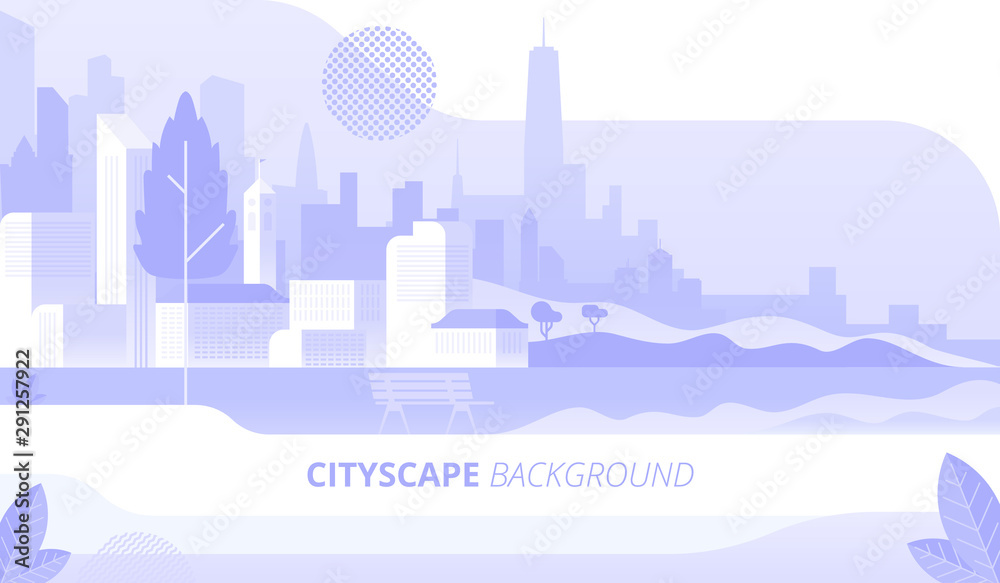City park panorama decorative background design