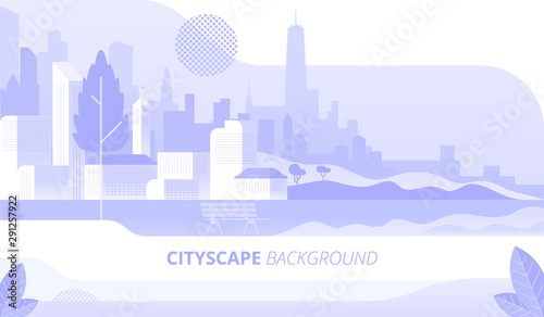 City park panorama decorative background design