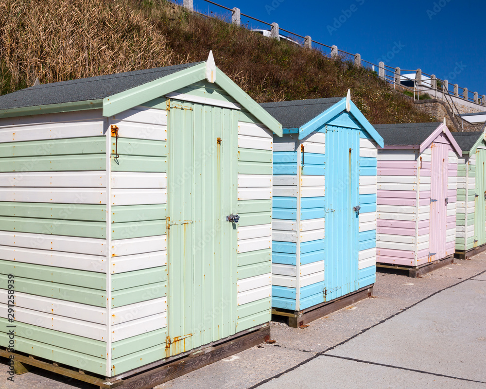 Huts on Castle Beach Falmouth Cornwall England