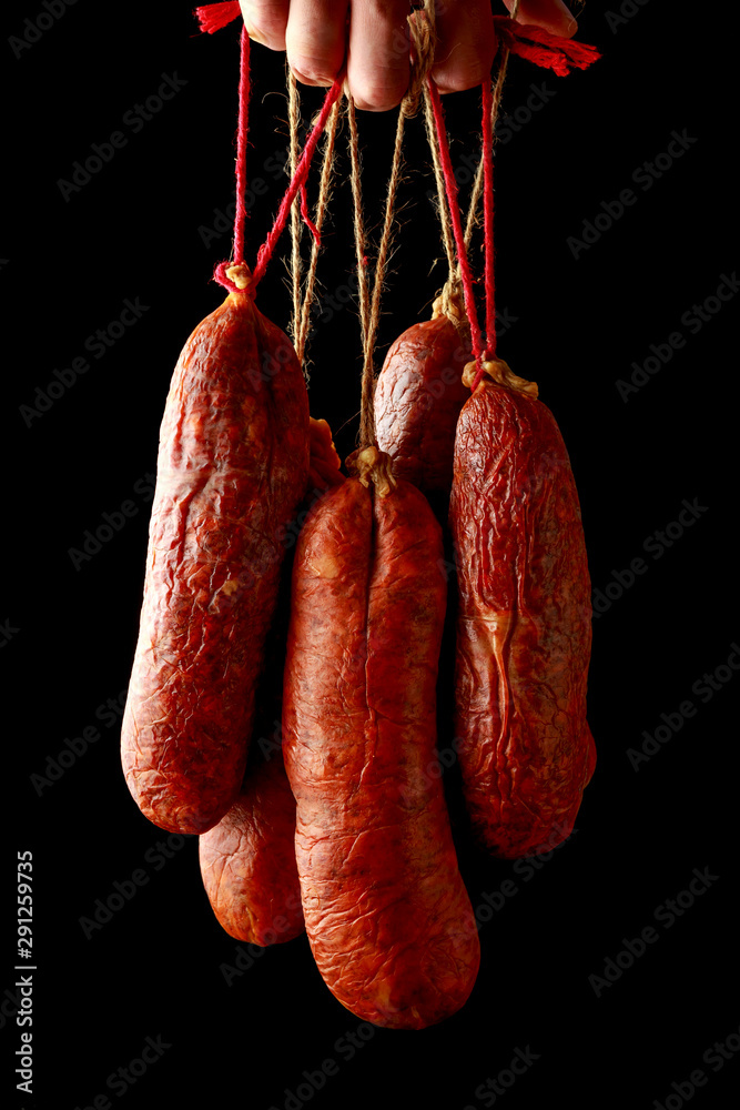 traditional Balearic raw cured meat sobrassada sausage made from ground