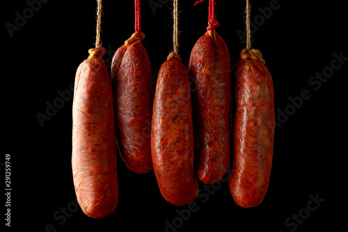 traditional Balearic raw cured meat sobrassada sausage made from ground pork, paprika and spices