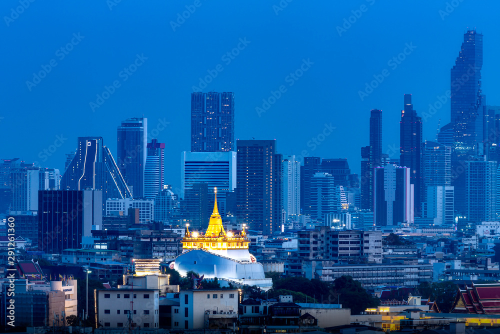 City Scape, Golden Mountain of Bangkok. Wat Saket Ratcha Wora Maha Wihan popular tourist attraction Landmarks of Bangkok. Thailand. 13 January 2019.. City Scape, Golden Mountain of Bangkok. Wat Saket Ratcha Wora Maha Wihan popular tourist attraction Landmarks of Bangkok. Thailand. 13 January 2019..