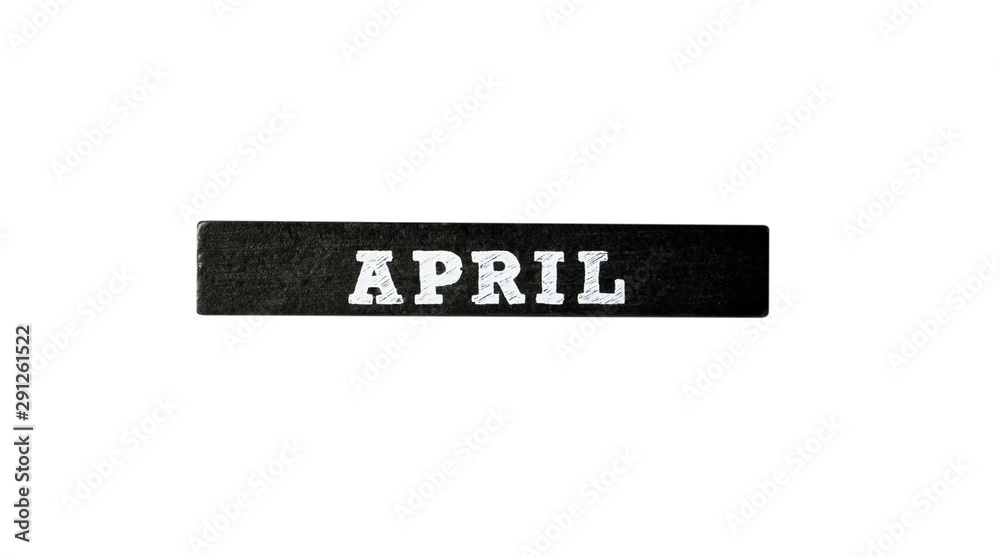 Obraz premium April Black wood calendar isolated on background