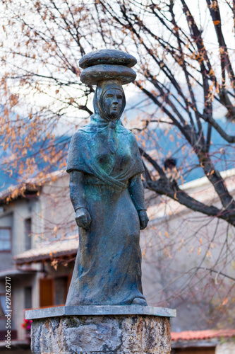 Cadi-Moixero Natural Park, Gosol Village, Woman with Bread Monument, Alt Urgell, Lleida, Catalunya, Spain photo