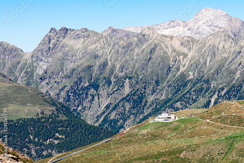 Samedan, Switzerland: funicular on arrival in Muottas Muragl
