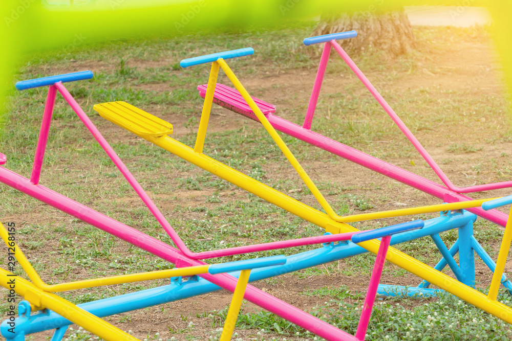 Beautiful colors, playground equipment and exercise.