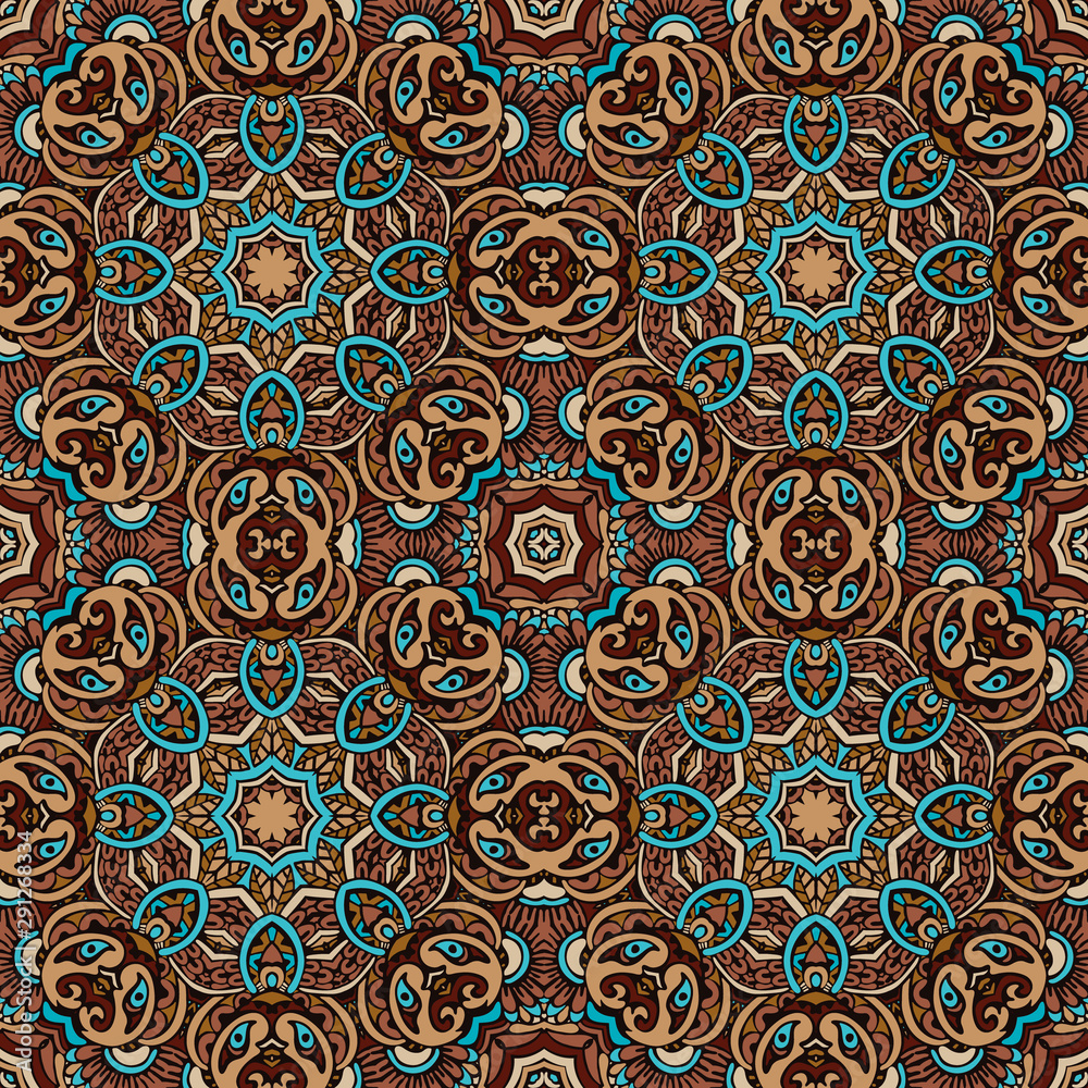 Seamless vector pattern mandala ornament. Vintage decorative tiled design