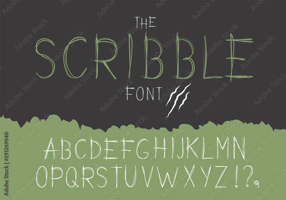 Obraz premium Vector alphabet uppercase font scribble style