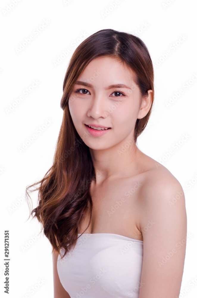 Beauty woman portrait. Skin and face care concept. isolated over white background. Beauty woman portrait. Skin and face care concept. isolated over white background.