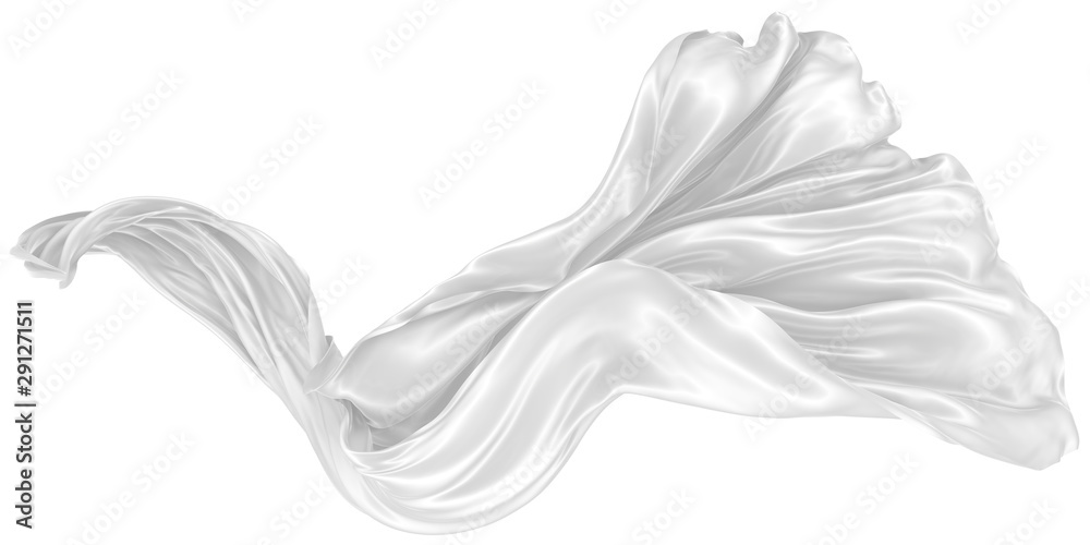 Abstract background of white wavy silk or satin on white background. 3d rendering image. Abstract background of white wavy silk or satin on white background. 3d rendering image.