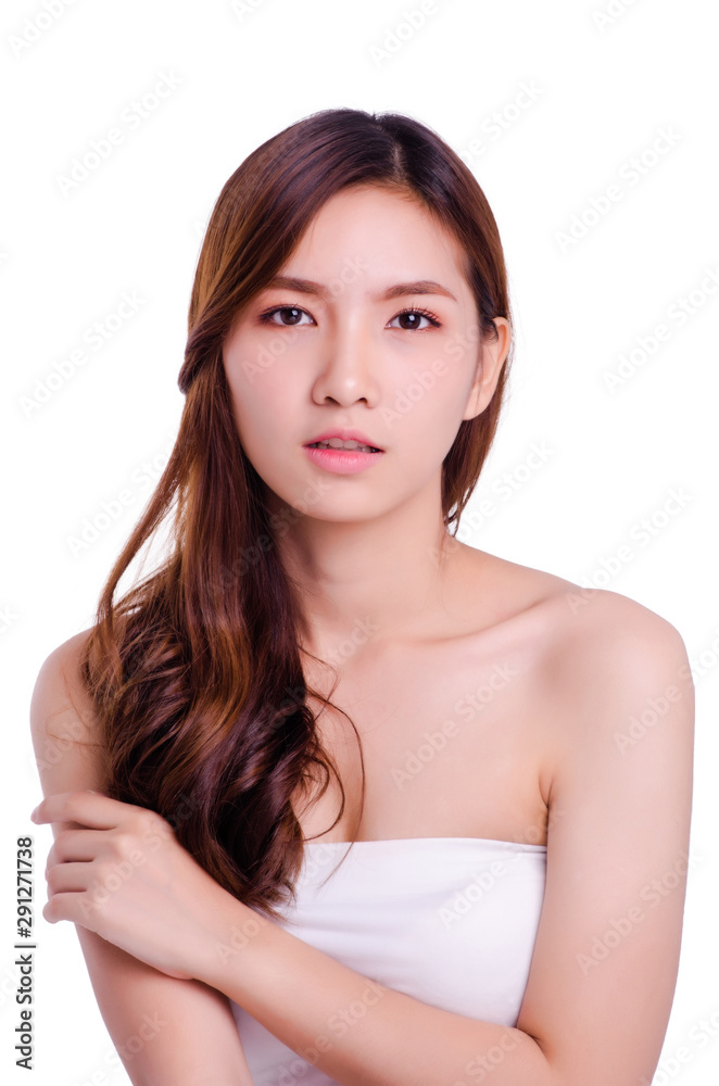 Asian young beautiful woman Beauty portrait , natural make-up, beauty face, isolated over white background. Asian young beautiful woman Beauty portrait , natural make-up, beauty face, isolated over white background.