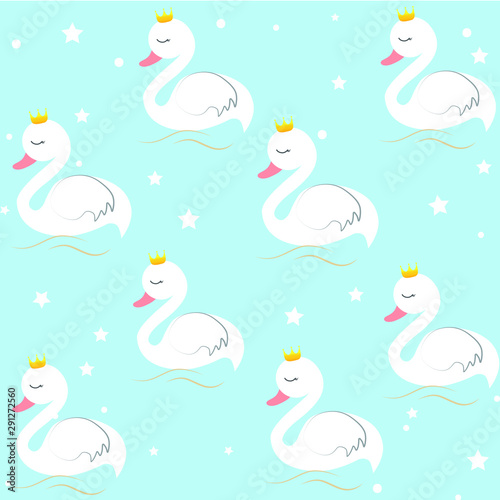 Cute, Swan, Cartoon, Vector Illustration