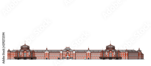 Tokyo station front by 3d rendering