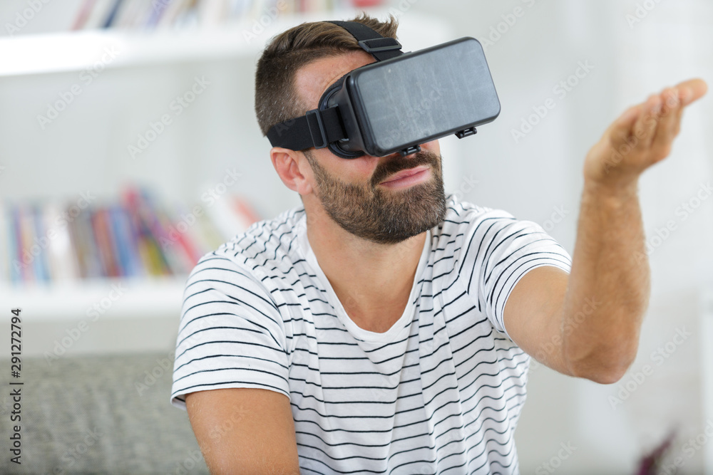man with virtual reality goggles man with virtual reality goggles