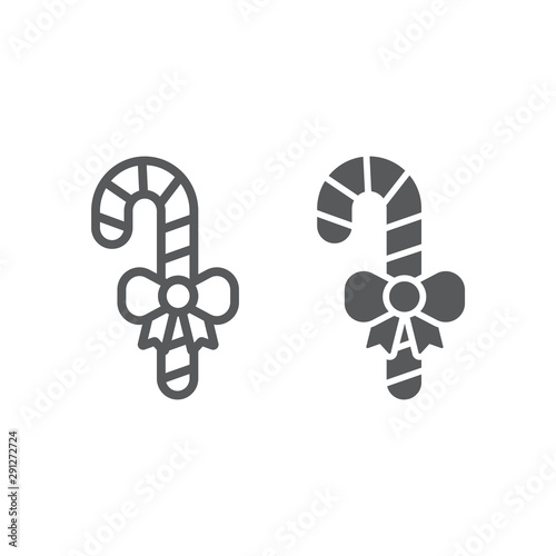 Christmas candy line and glyph icon, christmas and sweets, candy cane sign, vector graphics, a linear pattern on a white background.