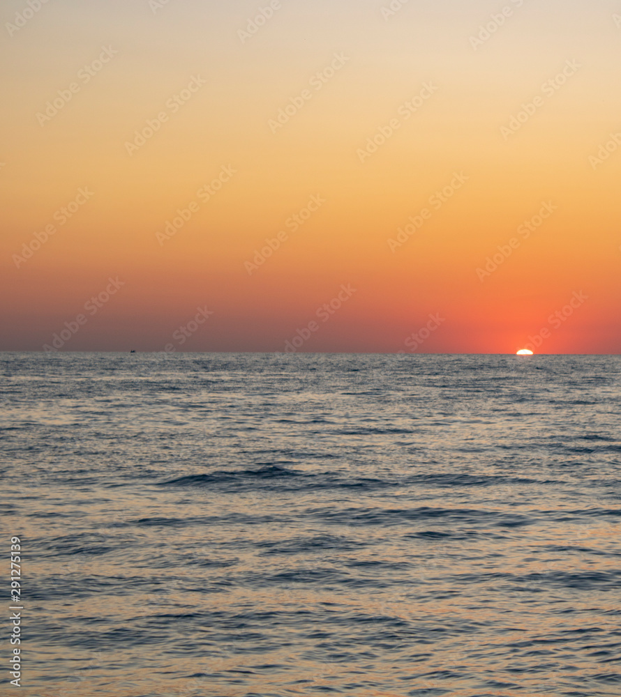 Sunset over the black sea in summer