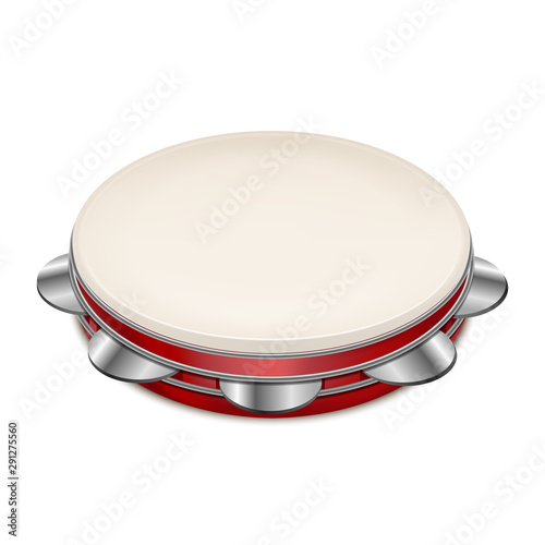 Realistic 3d Detailed Musical Instrument Tambourine. Vector