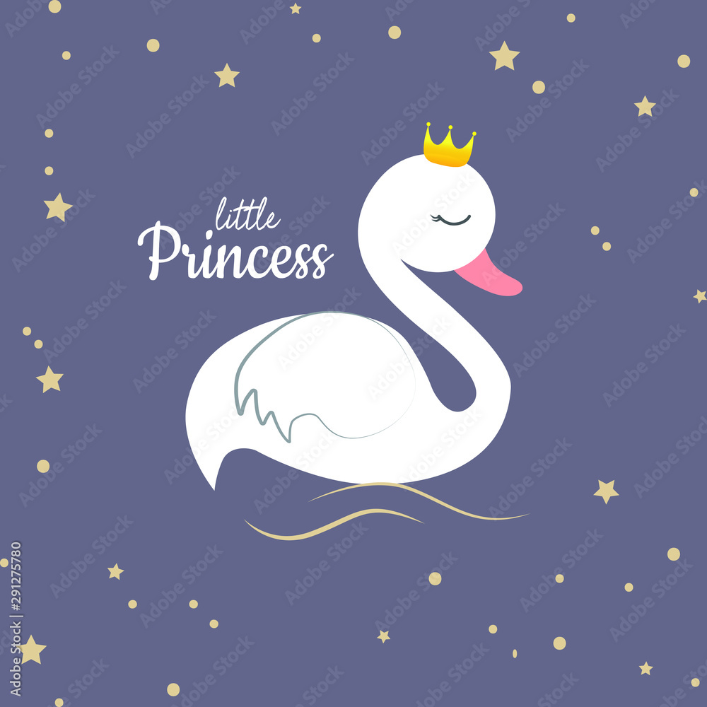 Cute, Swan, Cartoon, Vector Illustration Cute, Swan, Cartoon, Vector Illustration