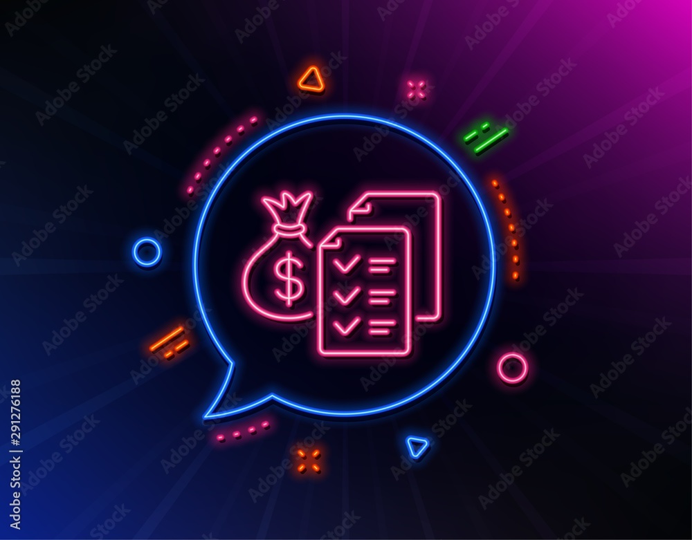 Accounting wealth line icon. Neon laser lights. Audit report sign. Check  finance symbol. Glow laser speech bubble. Neon lights chat bubble. Banner  badge with accounting wealth icon. Vector Stock Vector | Adobe