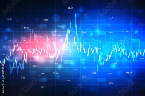 Creative glowing blue Forex chart wallpaper with grid. Invest and finance concept, Stock market chart. Business graph background, Financial Background