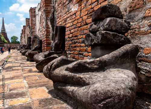 Wat Mahathat Ayutthaya, unesco world heritage ancient Buddhist temple ruin in Ayutthaya Thailand.