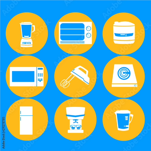 Set kitchen appliances icons vector