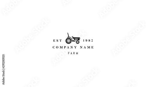 Vector logo on which an abstract image of a tractor.