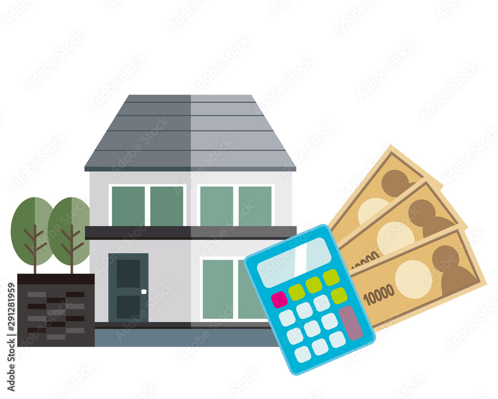 住宅 家 イラスト 一軒家 マイホーム シンプル お金 電卓 Stock Vector Adobe Stock
