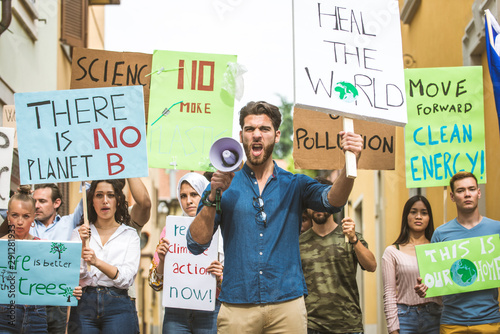 Activists demonstrating against global warming