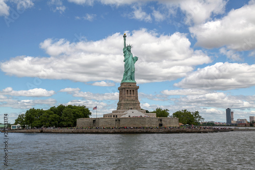 New york ,USA-June 15 ,2018:Tourist visit in front of the Statue of liberty is American landmark have famous in New York ,USA .