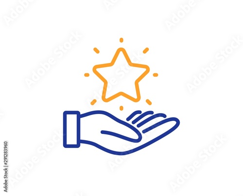 Bonus points. Loyalty program line icon. Discount star symbol. Colorful outline concept. Blue and orange thin line loyalty program icon. Vector photo
