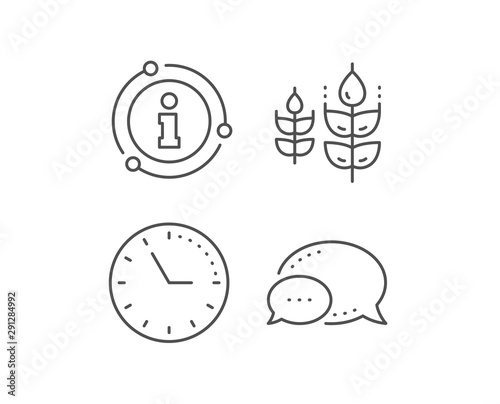 Gluten free line icon. Chat bubble, info sign elements. Organic tested sign. Natural product symbol. Linear gluten free outline icon. Information bubble. Vector