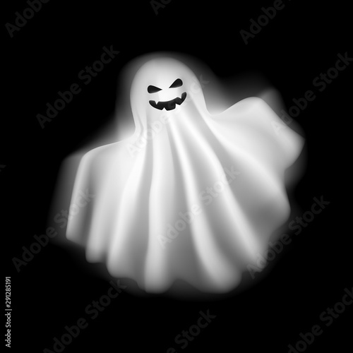 Realistic Detailed 3d Character Funny Ghost. Vector