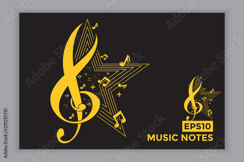 Music note icons, music scale, music element vector