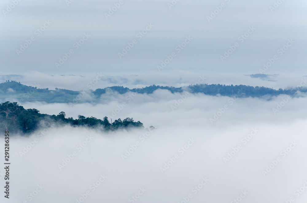 Mist over the top of mountain, sea of mist and clouds Mist over the top of mountain, sea of mist and clouds