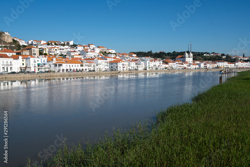 View of Alcacer do Sal cityscape from the other side of the Sado river